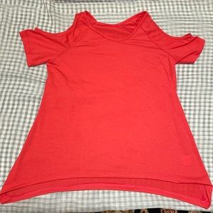Women’s off shoulder orange t-shirt. No brand. Never worn.